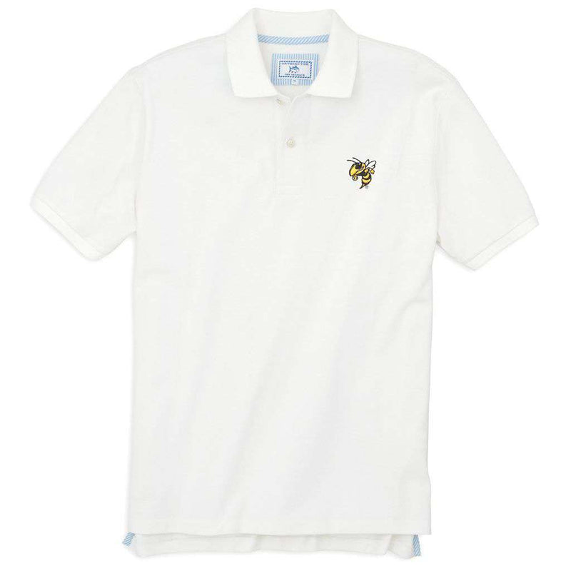 Georgia Tech Gameday Skipjack Polo in White by Southern Tide - Country Club Prep