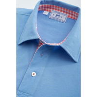 Gingham Placket Skipjack Polo in Ocean Channel Blue by Southern Tide - Country Club Prep
