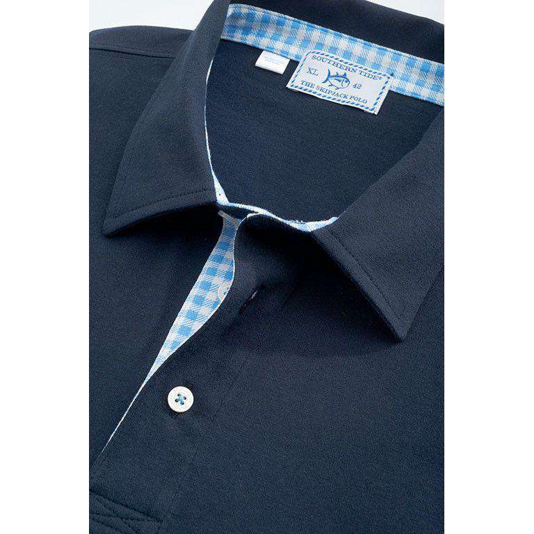 Gingham Placket Skipjack Polo in True Navy by Southern Tide - Country Club Prep