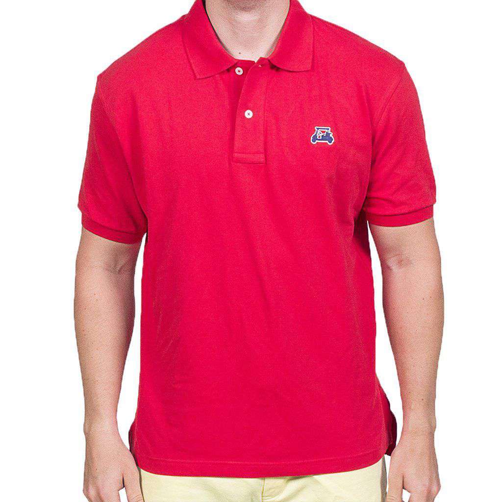 Golf Cart Embroidered Polo in Red by Country Club Prep - Country Club Prep