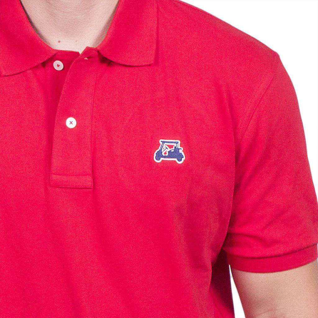 Golf Cart Embroidered Polo in Red by Country Club Prep - Country Club Prep