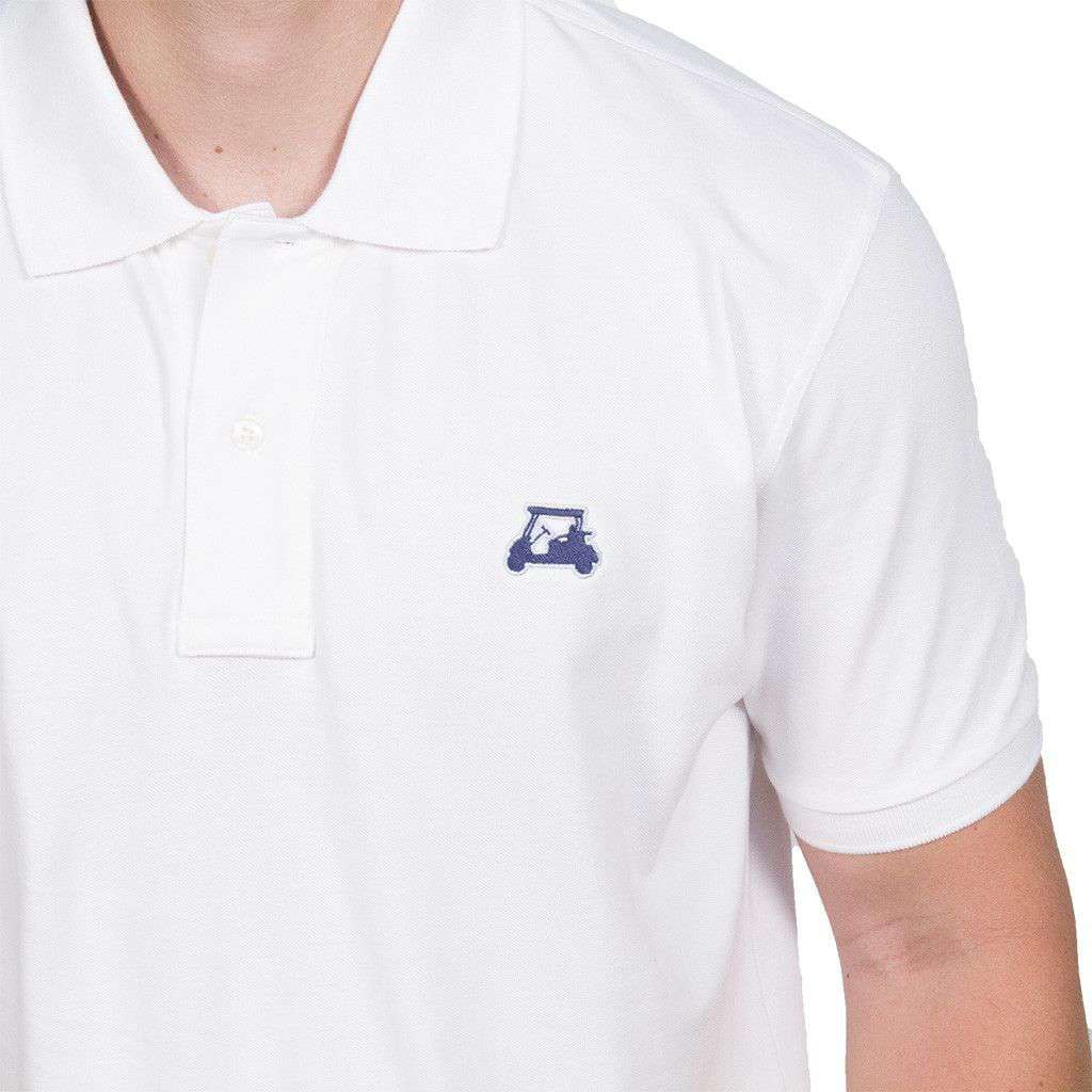 Golf Cart Embroidered Polo in White by Country Club Prep - Country Club Prep