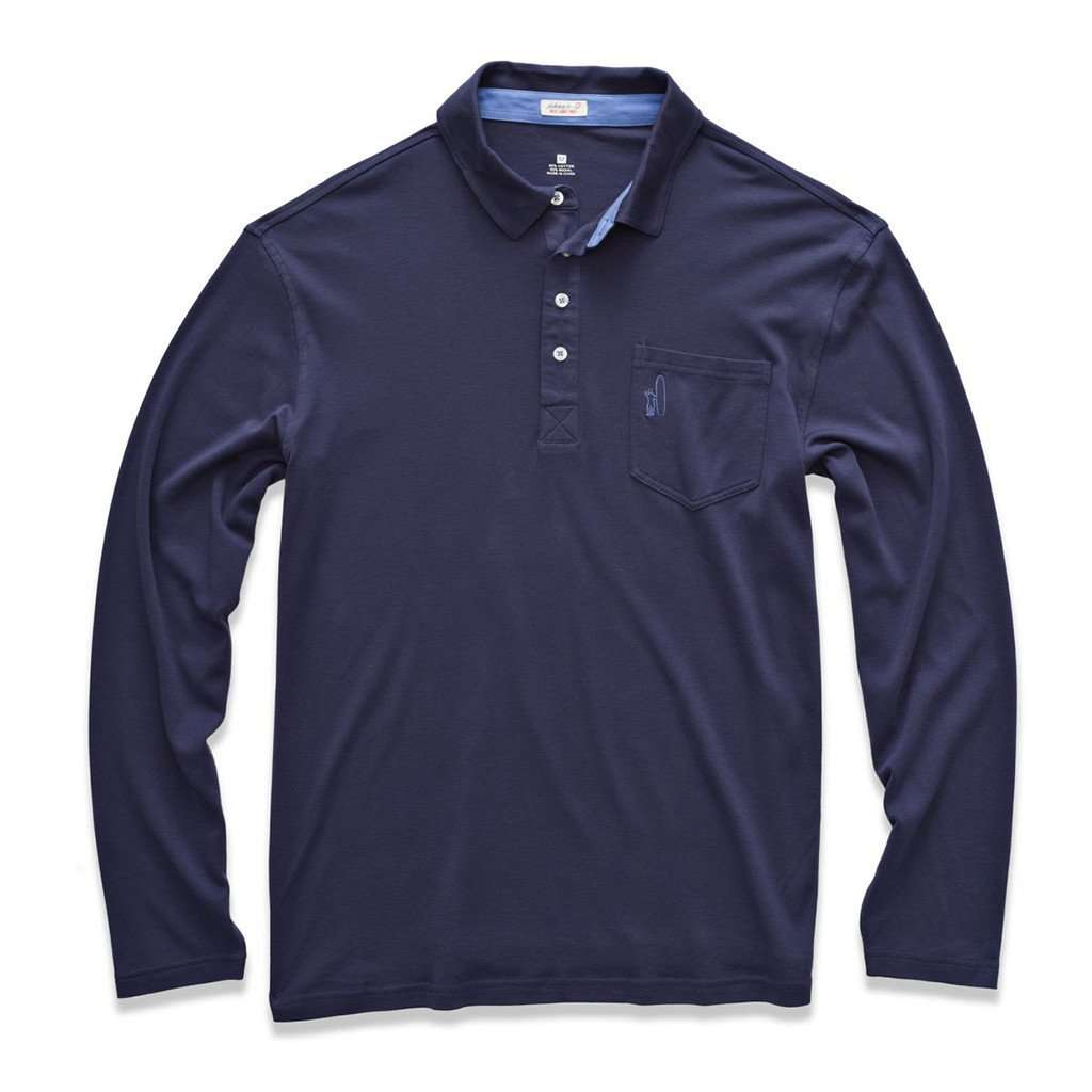 Hacienda Long Sleeve Polo in Atlantic by Johnnie-O - Country Club Prep