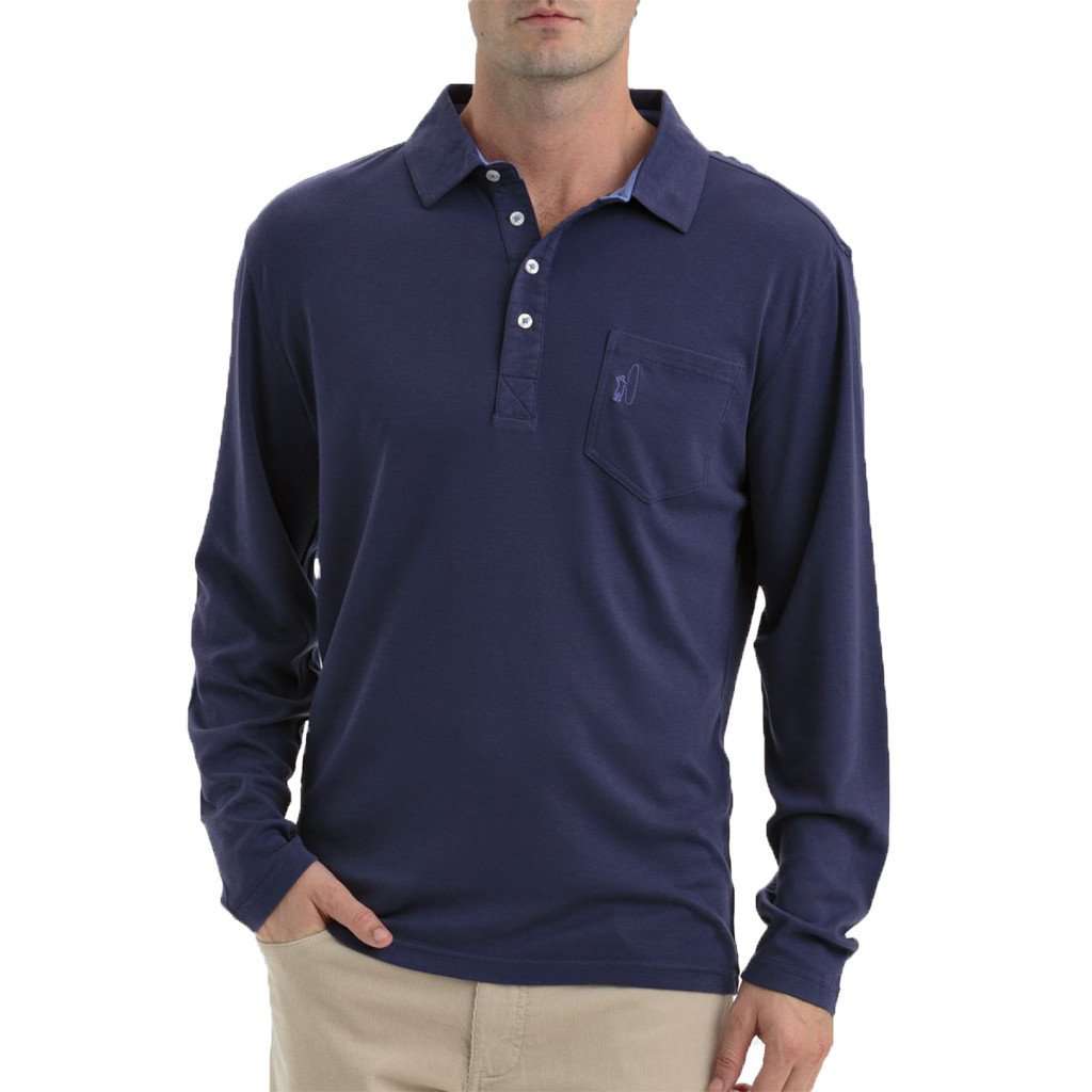 Hacienda Long Sleeve Polo in Atlantic by Johnnie-O - Country Club Prep