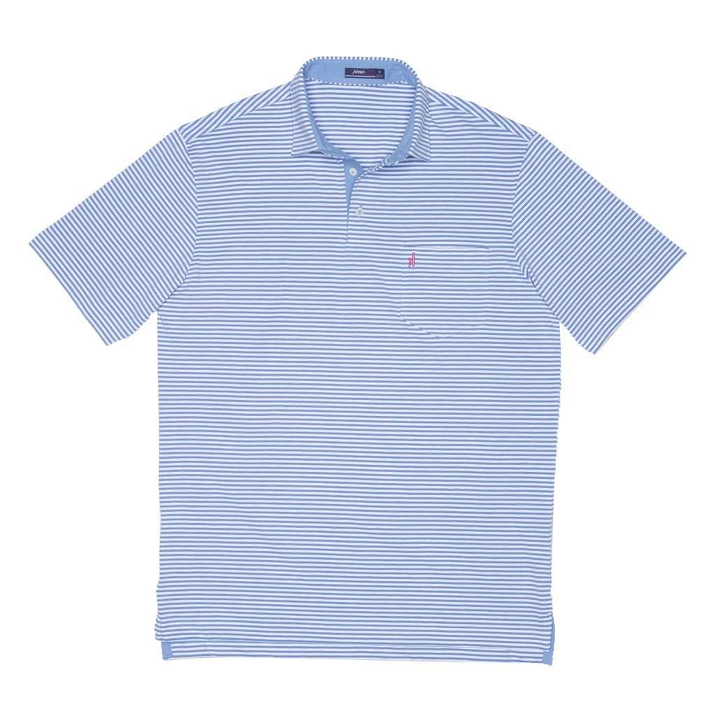 Harper Striped 3-Button Polo in Laguna Blue by Johnnie-O - Country Club Prep