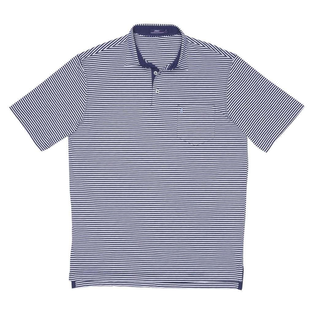 Harper Striped 3-Button Polo in Twilight by Johnnie-O - Country Club Prep