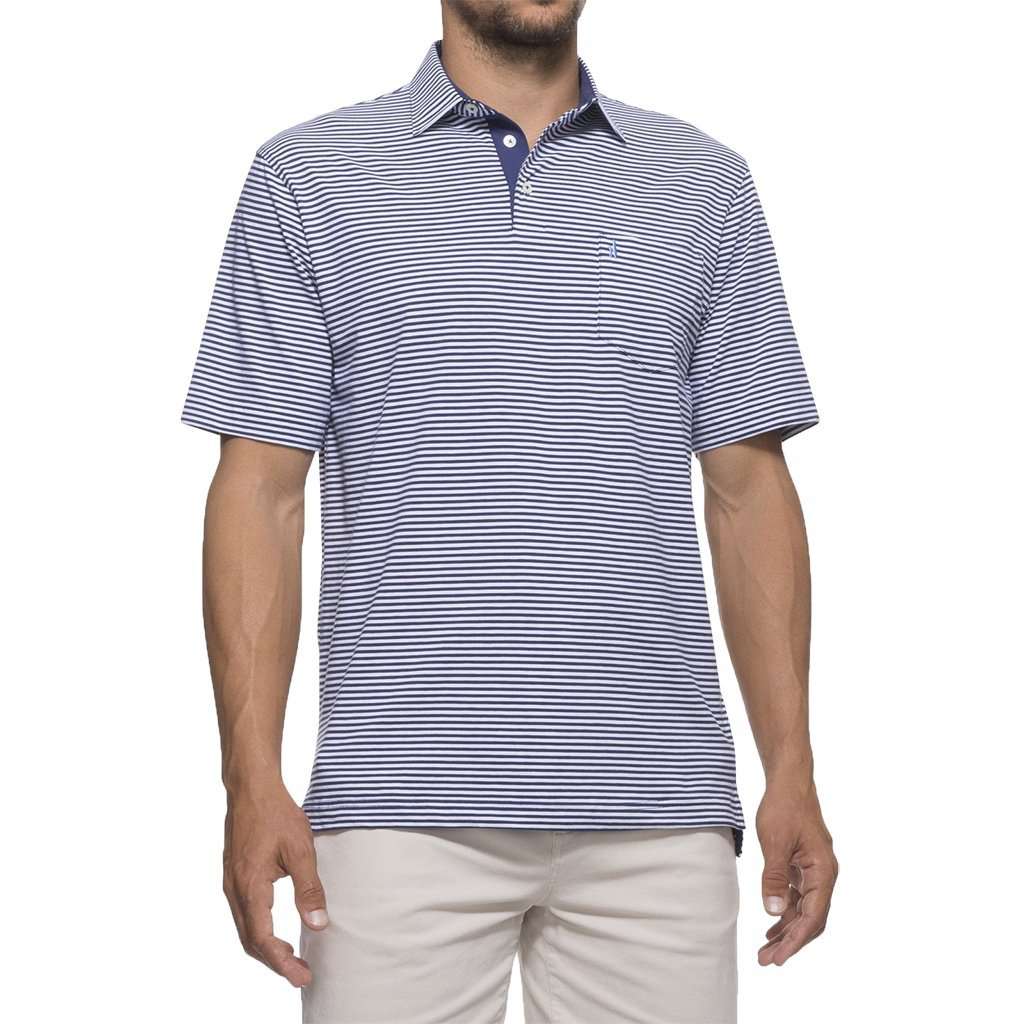 Harper Striped 3-Button Polo in Twilight by Johnnie-O - Country Club Prep