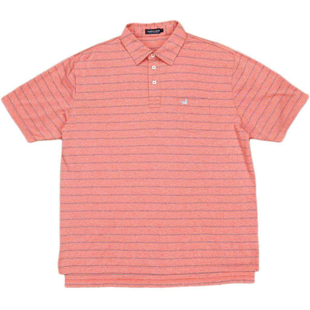 Harrington Stripes Performance Polo in Red and Navy by Southern Marsh - Country Club Prep