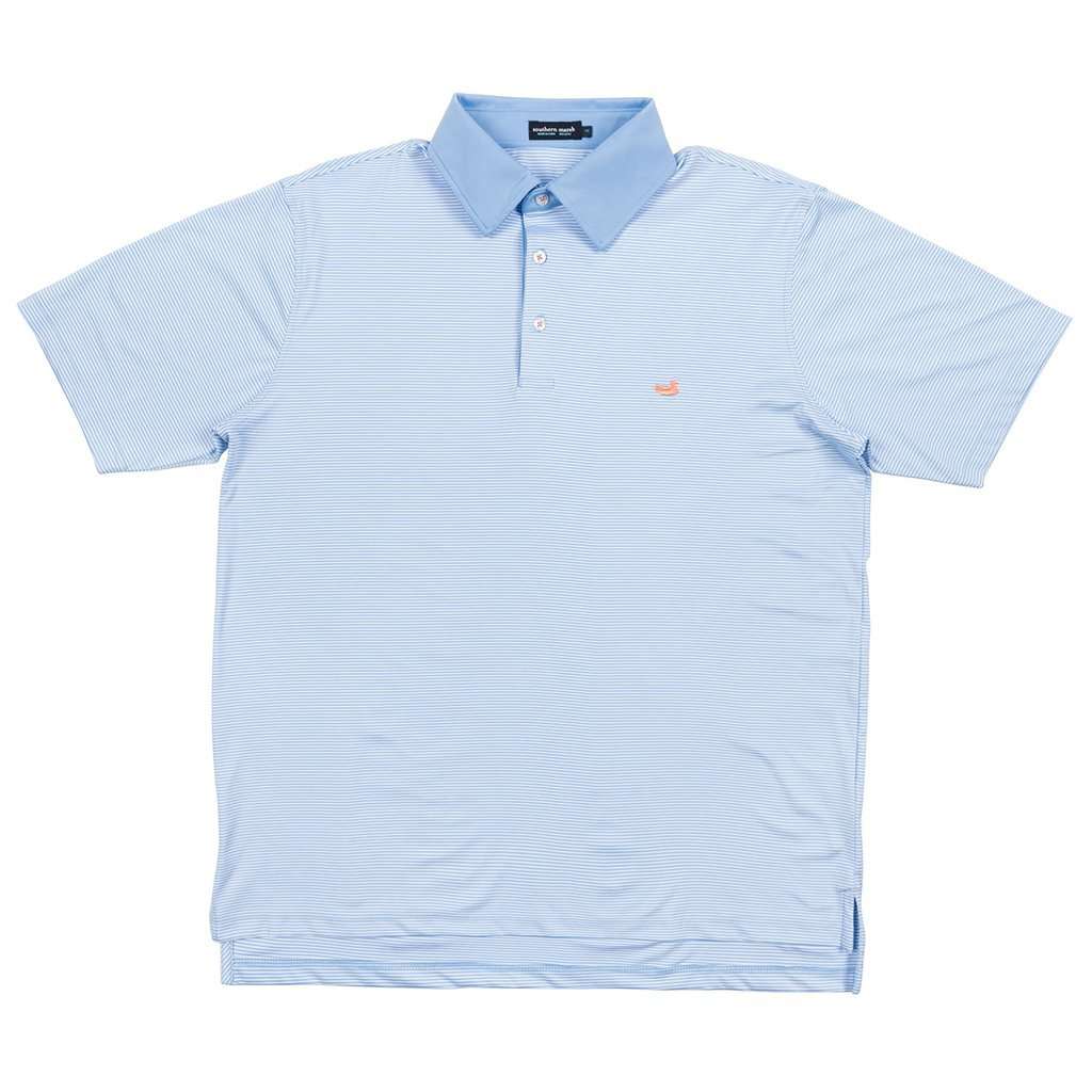 Hawthorne Performance Polo in Light Blue & White by Southern Marsh - Country Club Prep
