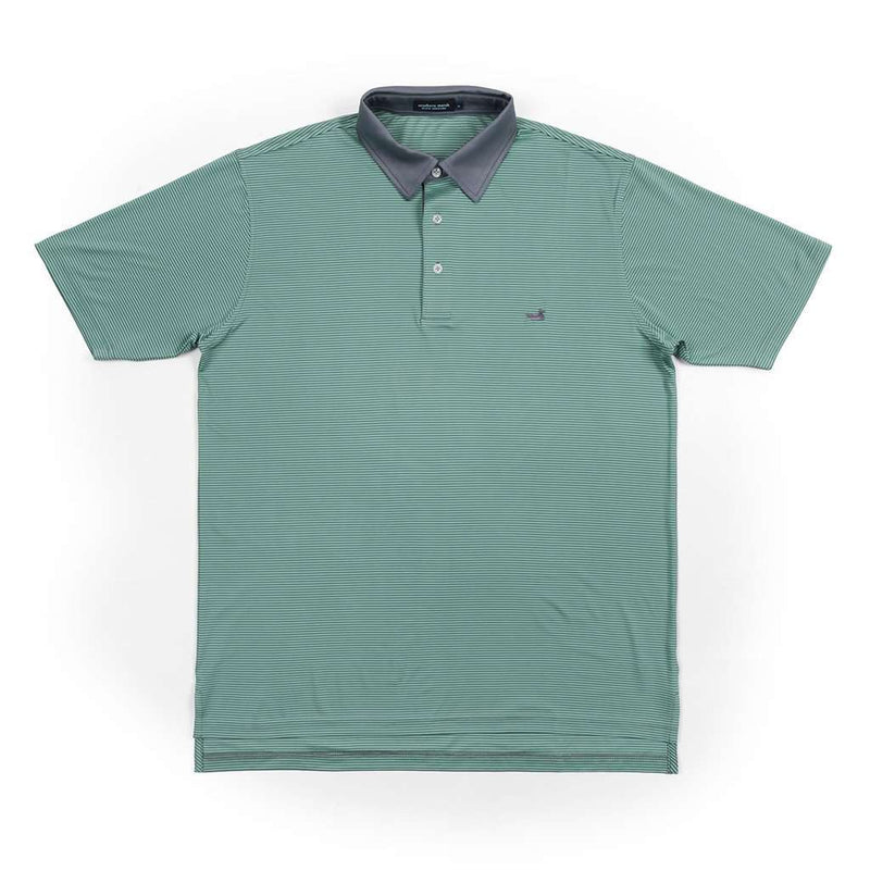 Hawthorne Performance Polo in Slate & Mint by Southern Marsh - Country Club Prep