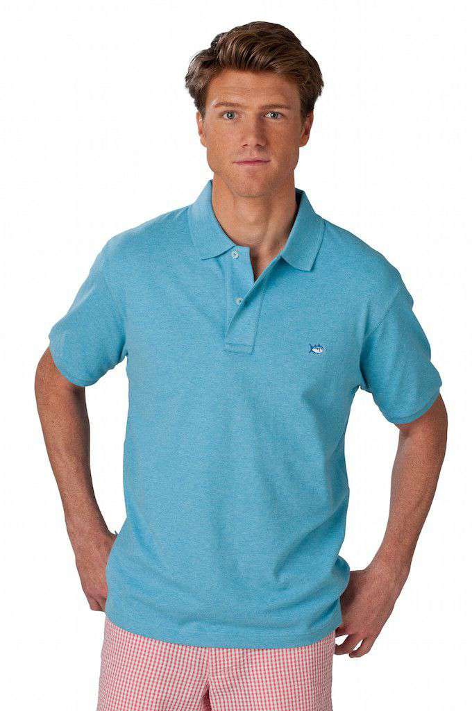 Heathered Skipjack Polo in Channel Blue by Southern Tide - Country Club Prep