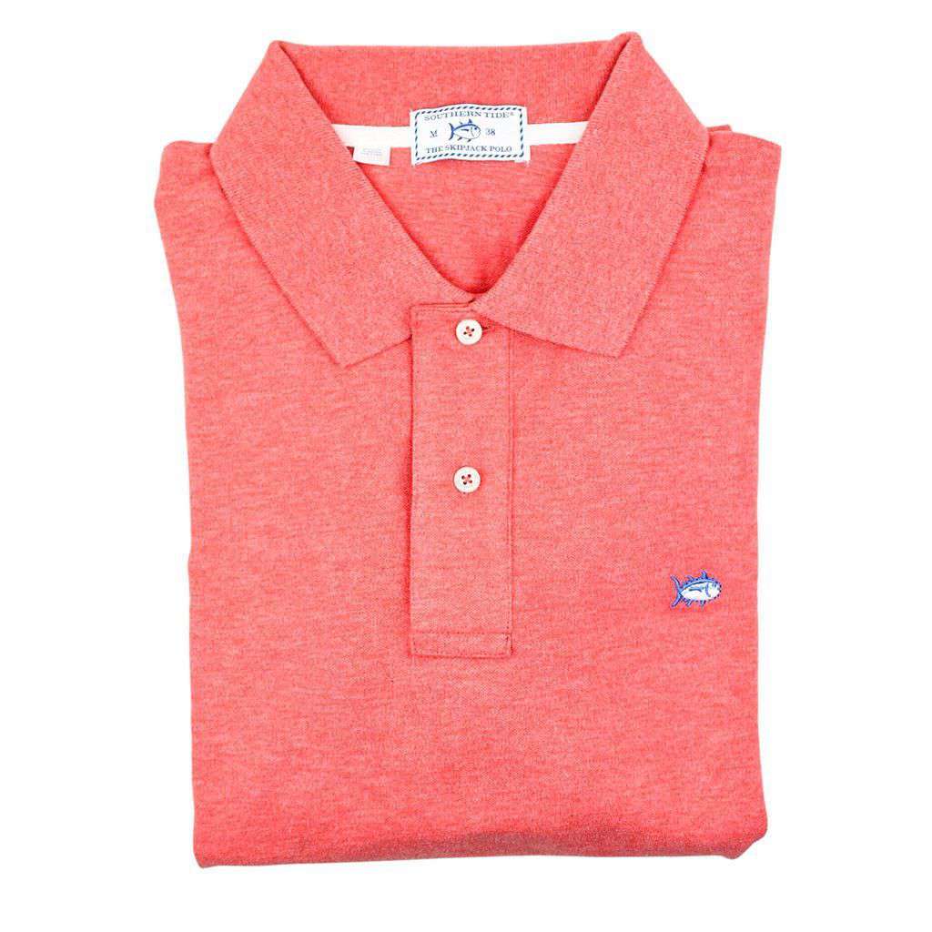 Heathered Skipjack Polo in Port Side Red by Southern Tide - Country Club Prep