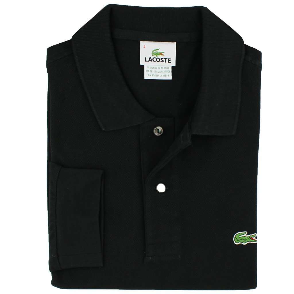 Long Sleeve Classic Pique Polo in Black by Lacoste - Country Club Prep