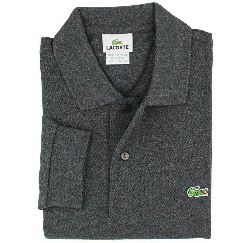 Long Sleeve Classic Pique Polo in Grey by Lacoste - Country Club Prep
