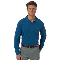 Long Sleeve Heathered Skipjack Polo in Blue Rapids by Southern Tide - Country Club Prep