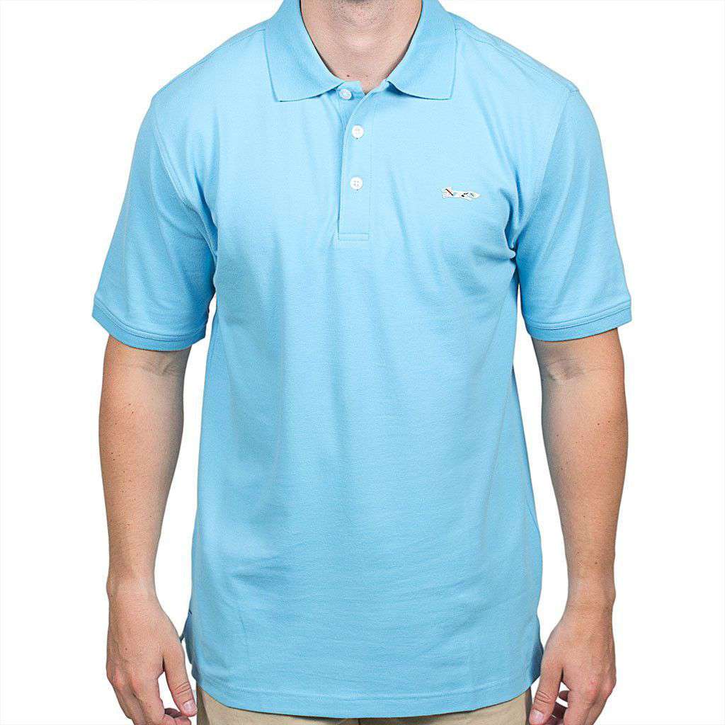 Longshanks Embroidered Patch Polo in Crystal Blue by Country Club Prep - Country Club Prep