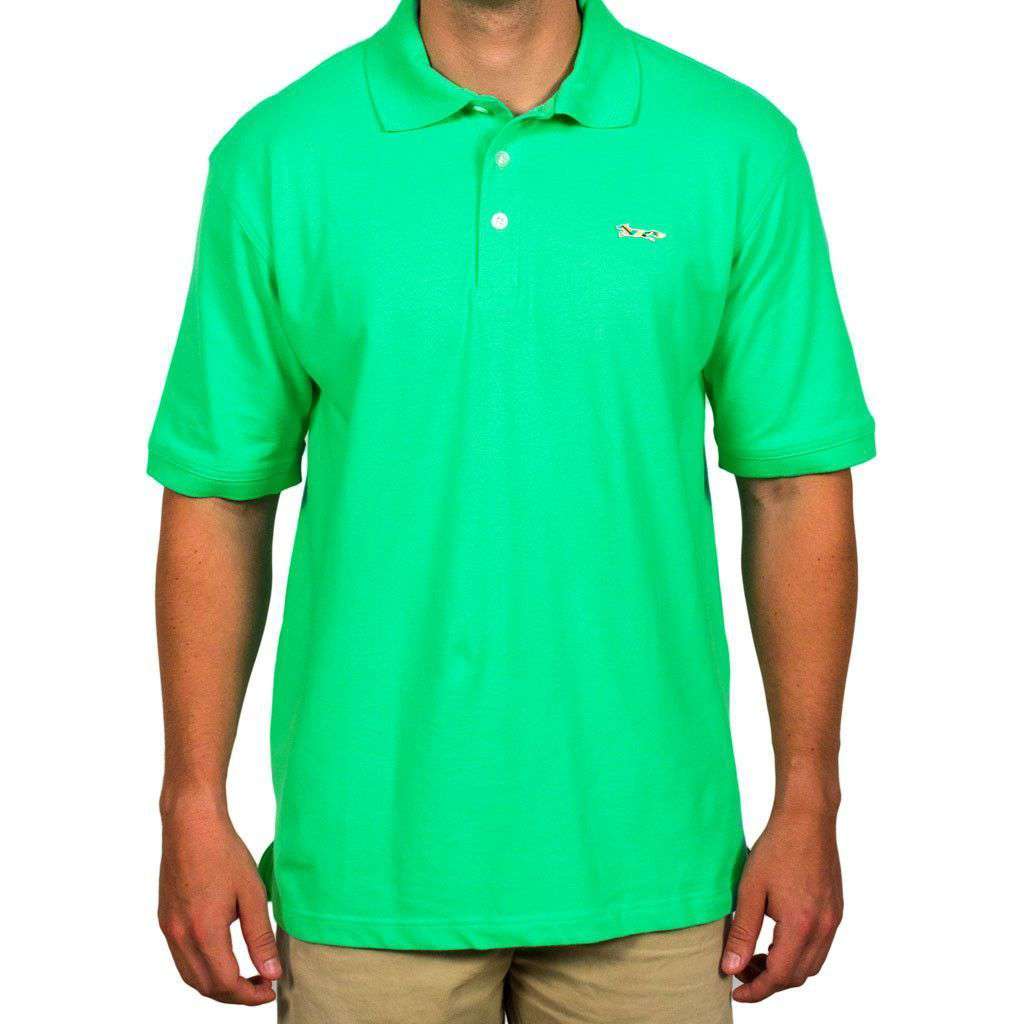 Longshanks Embroidered Patch Polo in Green by Country Club Prep - Country Club Prep