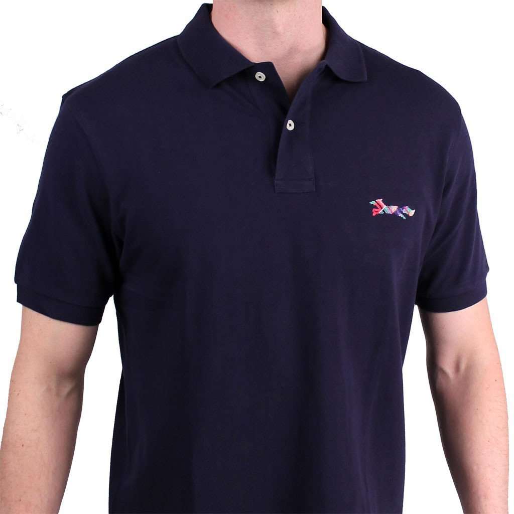 Longshanks Needlepoint Polo Shirt in Navy by Smathers & Branson - Country Club Prep