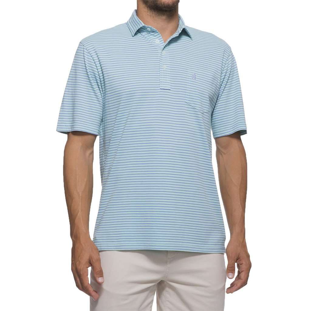 Macon Striped 4-Button Polo in Fern by Johnnie-O - Country Club Prep