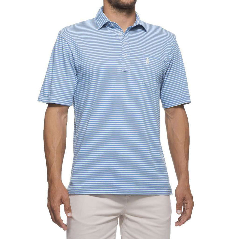 Macon Striped 4-Button Polo in French Blue by Johnnie-O - Country Club Prep