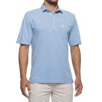 Macon Striped 4-Button Polo in French Blue by Johnnie-O - Country Club Prep