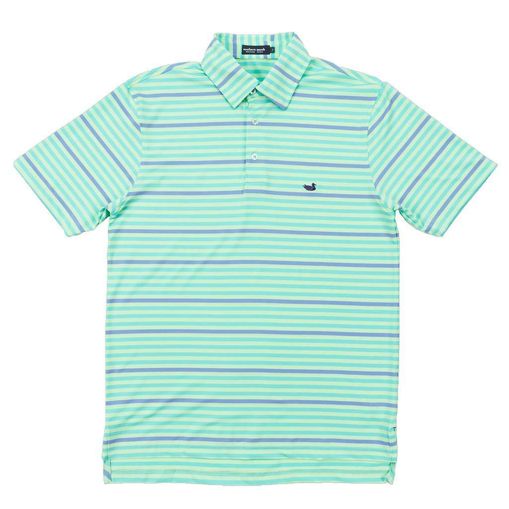Newberry Performance Polo in Bimini Green and Lilac by Southern Marsh - Country Club Prep