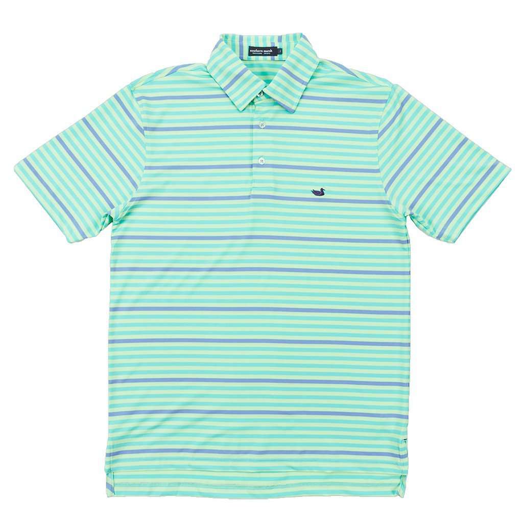 Newberry Performance Polo in Bimini Green and Lilac by Southern Marsh - Country Club Prep