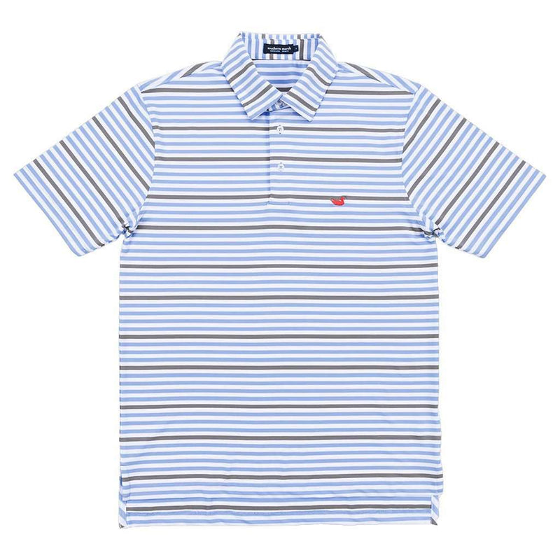Newberry Performance Polo in Light Blue and Gray by Southern Marsh - Country Club Prep