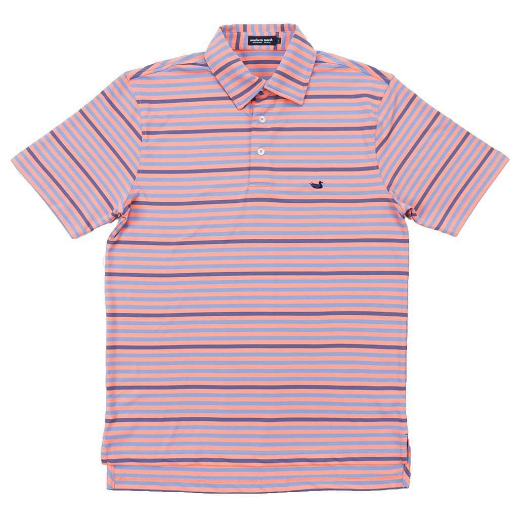 Newberry Performance Polo in Peach and Purple by Southern Marsh - Country Club Prep