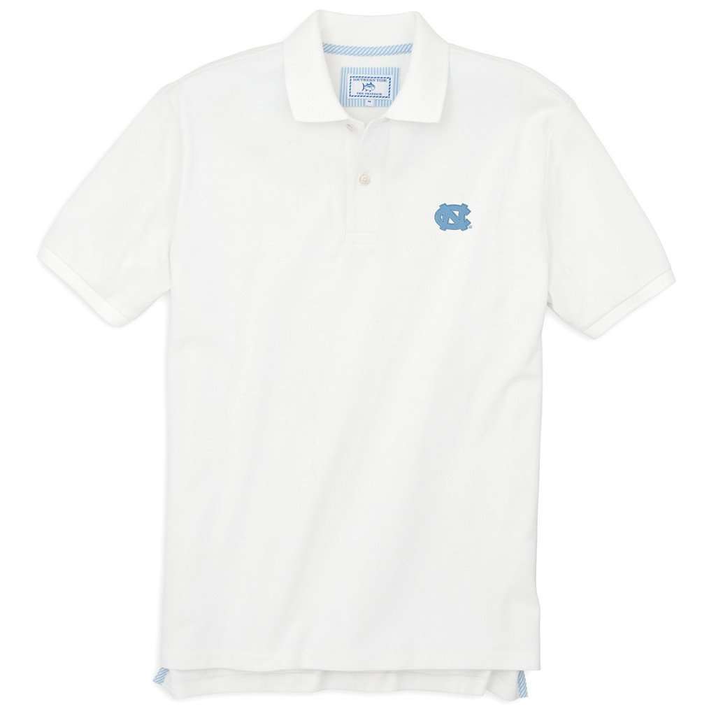 North Carolina Gameday Skipjack Polo in Classic White by Southern Tide - Country Club Prep