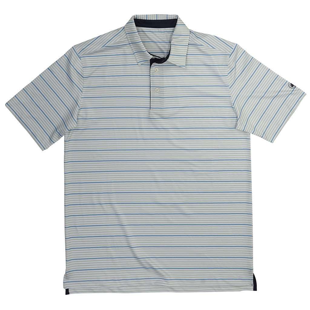 Performance Polo in Moss/Surf Stripe by Southern Proper - Country Club Prep