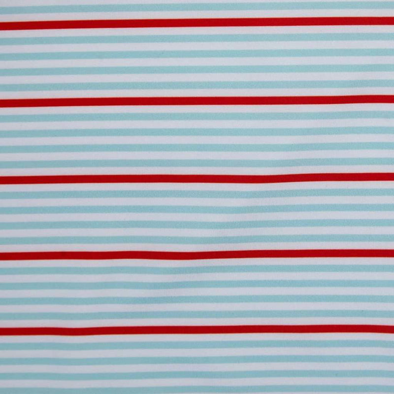 Performance Polo in Pool/Tomato Stripe by Southern Proper - Country Club Prep