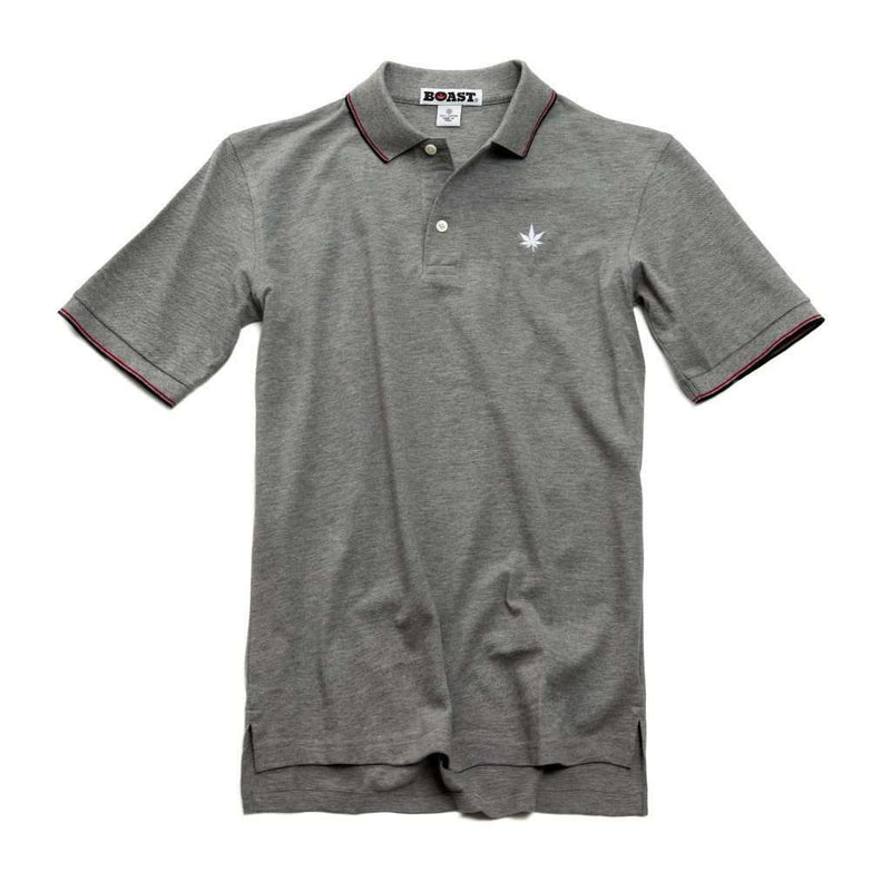 Pique Tipped Polo in Heather Grey with Red and Navy by Boast - Country Club Prep