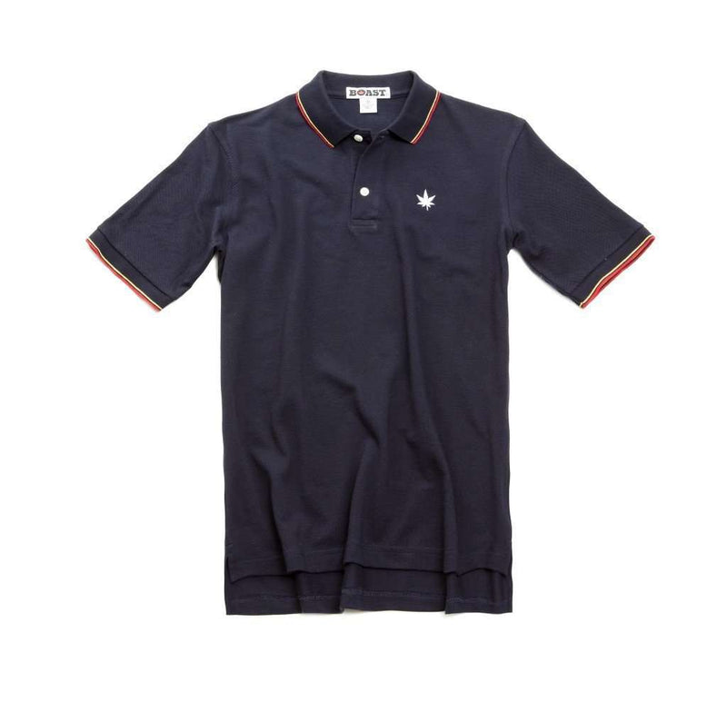 Pique Tipped Polo in Navy with Red and Gold by Boast - Country Club Prep