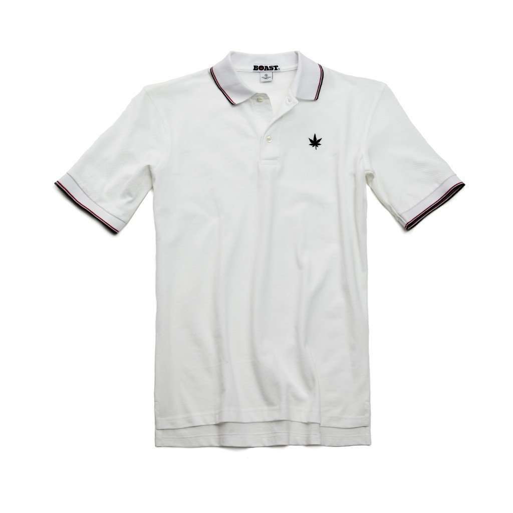 Pique Tipped Polo in White with Red and Navy by Boast - Country Club Prep