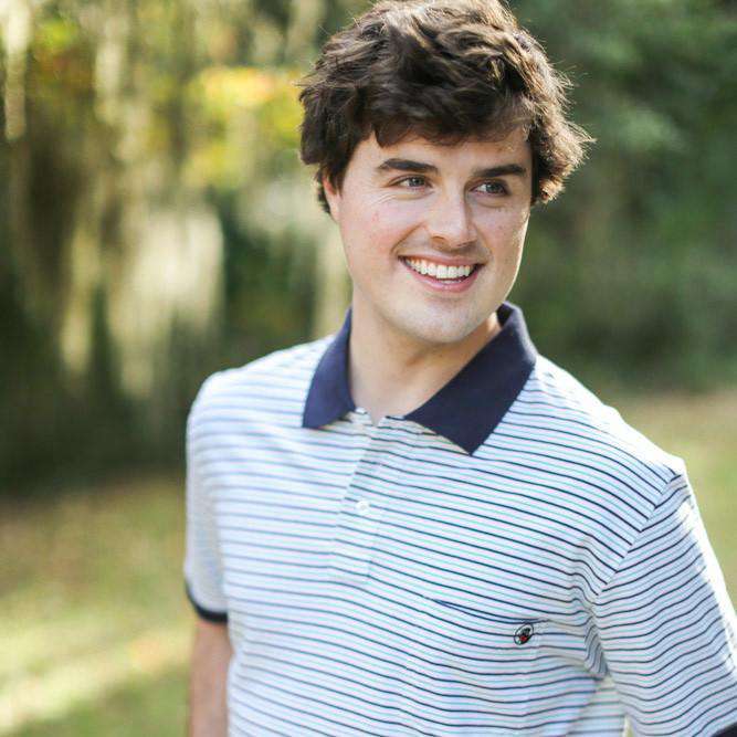 Pocket Polo in Green & Navy Stripe by Southern Proper - Country Club Prep