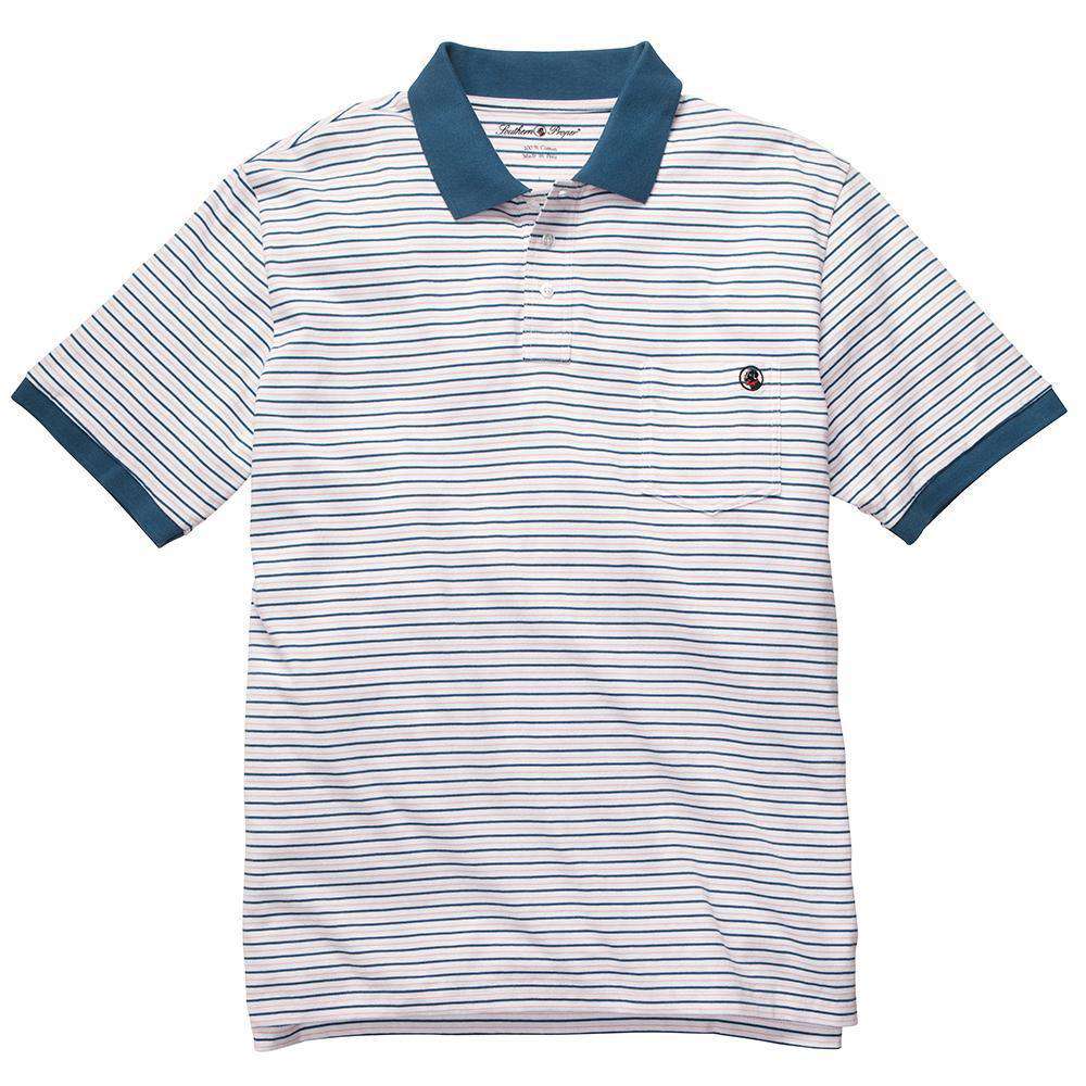 Pocket Polo in Pink & Blue Stripe by Southern Proper - Country Club Prep