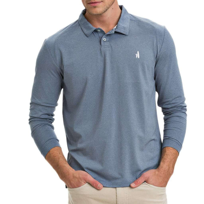 Porter Prep-Formance Long Sleeve Polo in Atlantic Blue by Johnnie-O - Country Club Prep