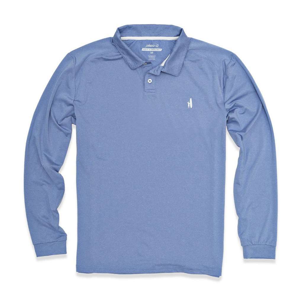 Porter Prep-Formance Long Sleeve Polo in Shade Blue by Johnnie-O - Country Club Prep