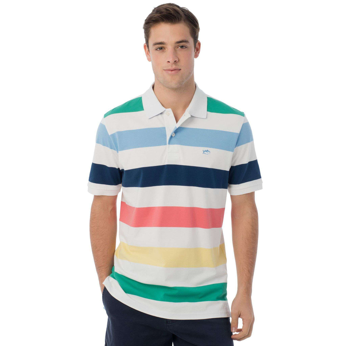 Prep Stripe Polo in Signature Multi Color Stripes by Southern Tide - Country Club Prep