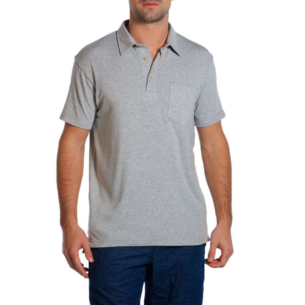 Puremeso Heathered Pocket Polo in Light Grey by The Normal Brand - Country Club Prep