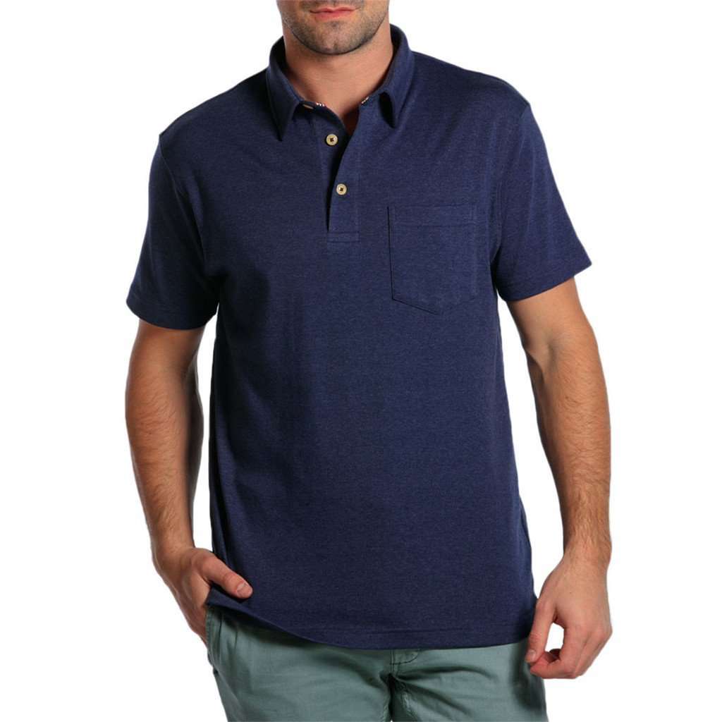 Puremeso Heathered Pocket Polo in Navy by The Normal Brand - Country Club Prep