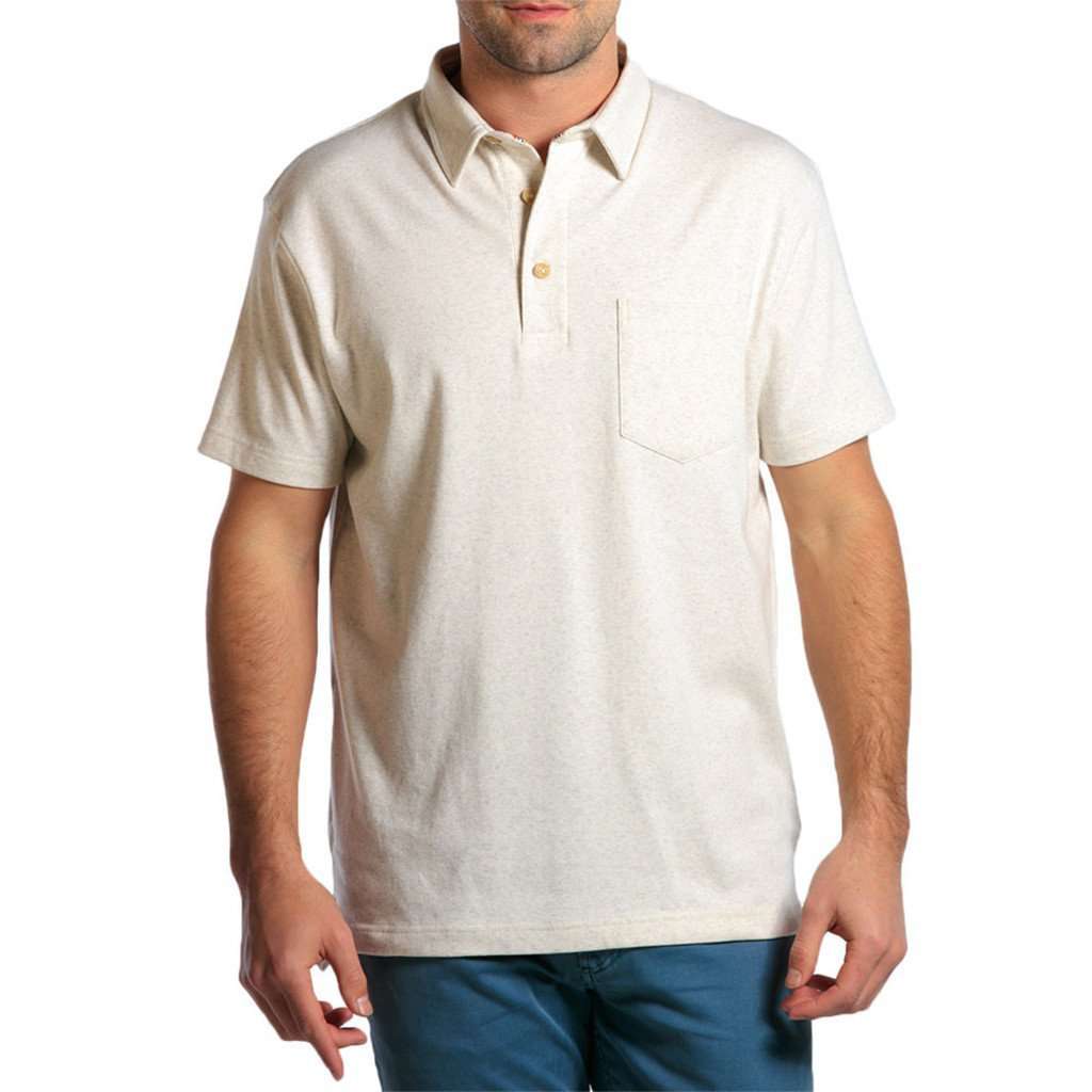 Puremeso Heathered Pocket Polo in Stone by The Normal Brand - Country Club Prep