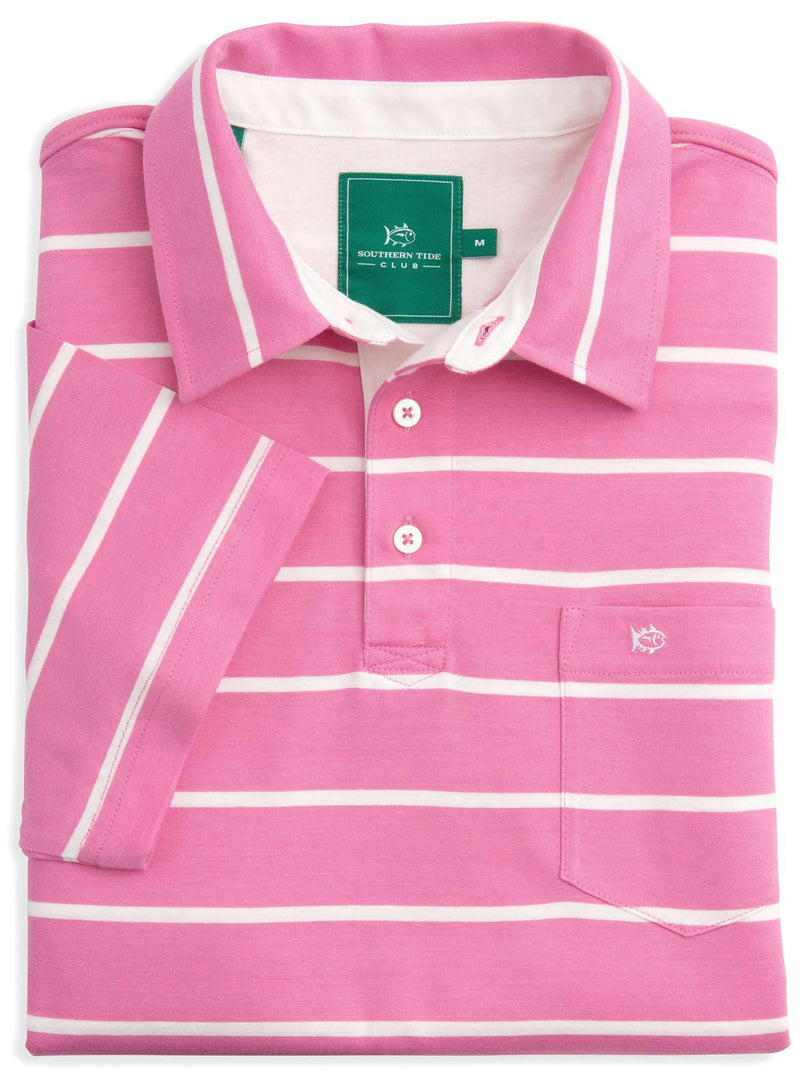 River Oaks Striped Club Polo in Bright Pink by Southern Tide - Country Club Prep