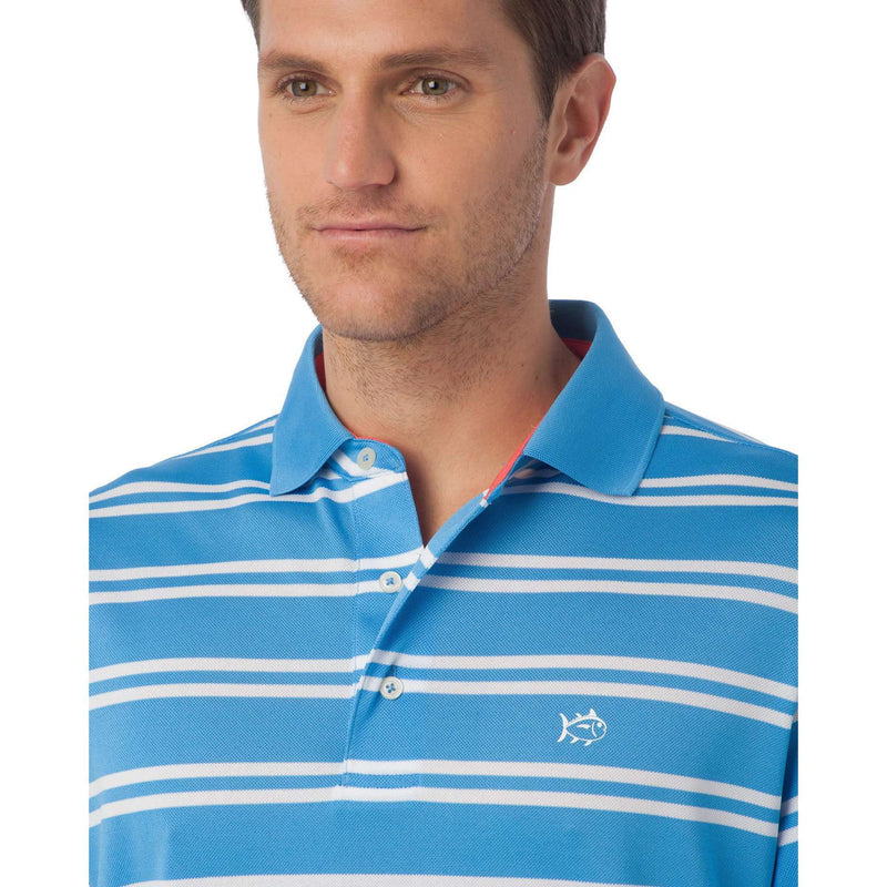 Roster Performance Stripe Polo in Boat Blue by Southern Tide - Country Club Prep