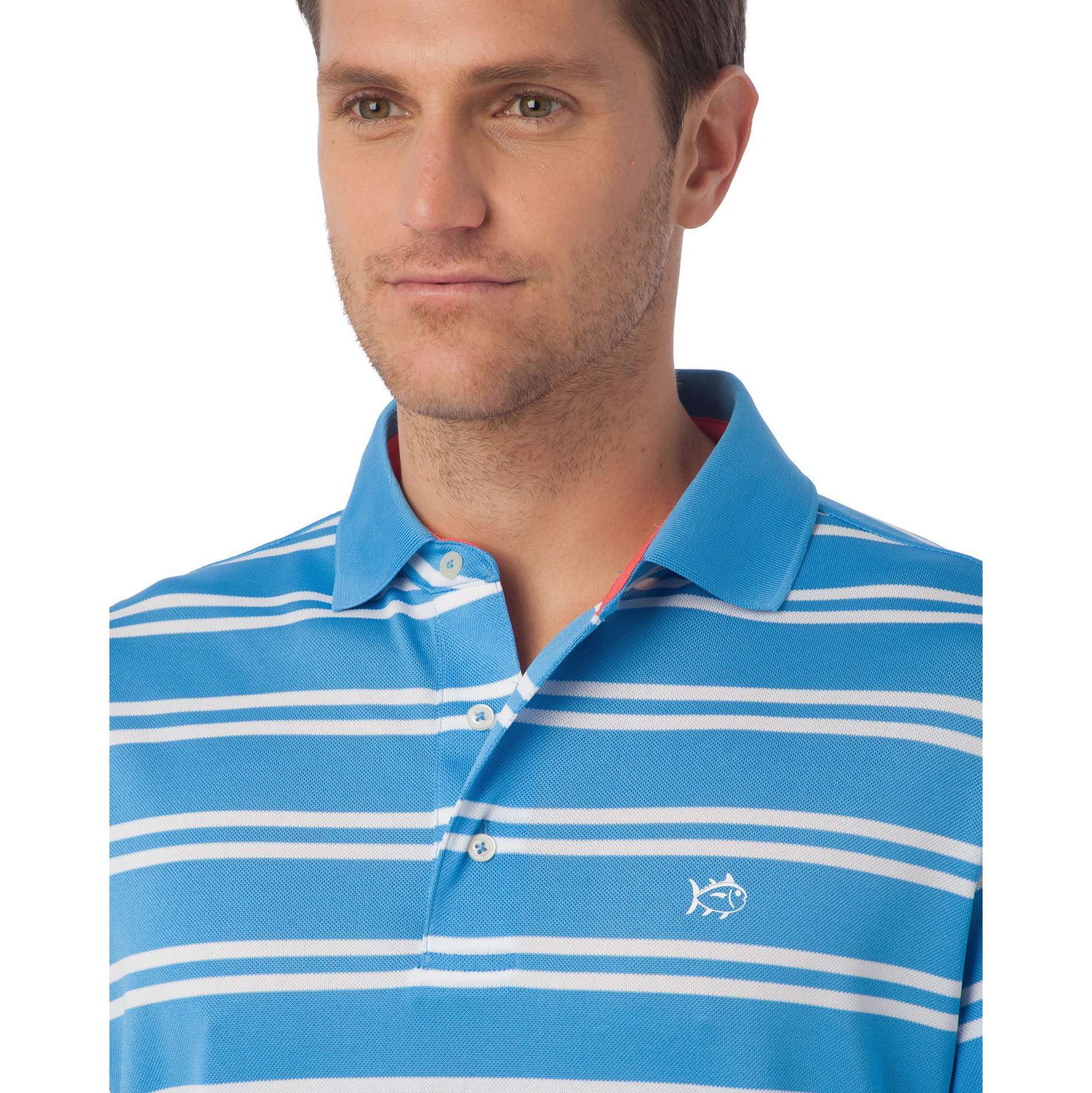Southern Tide Roster Performance Stripe Polo in Boat Blue – Country ...