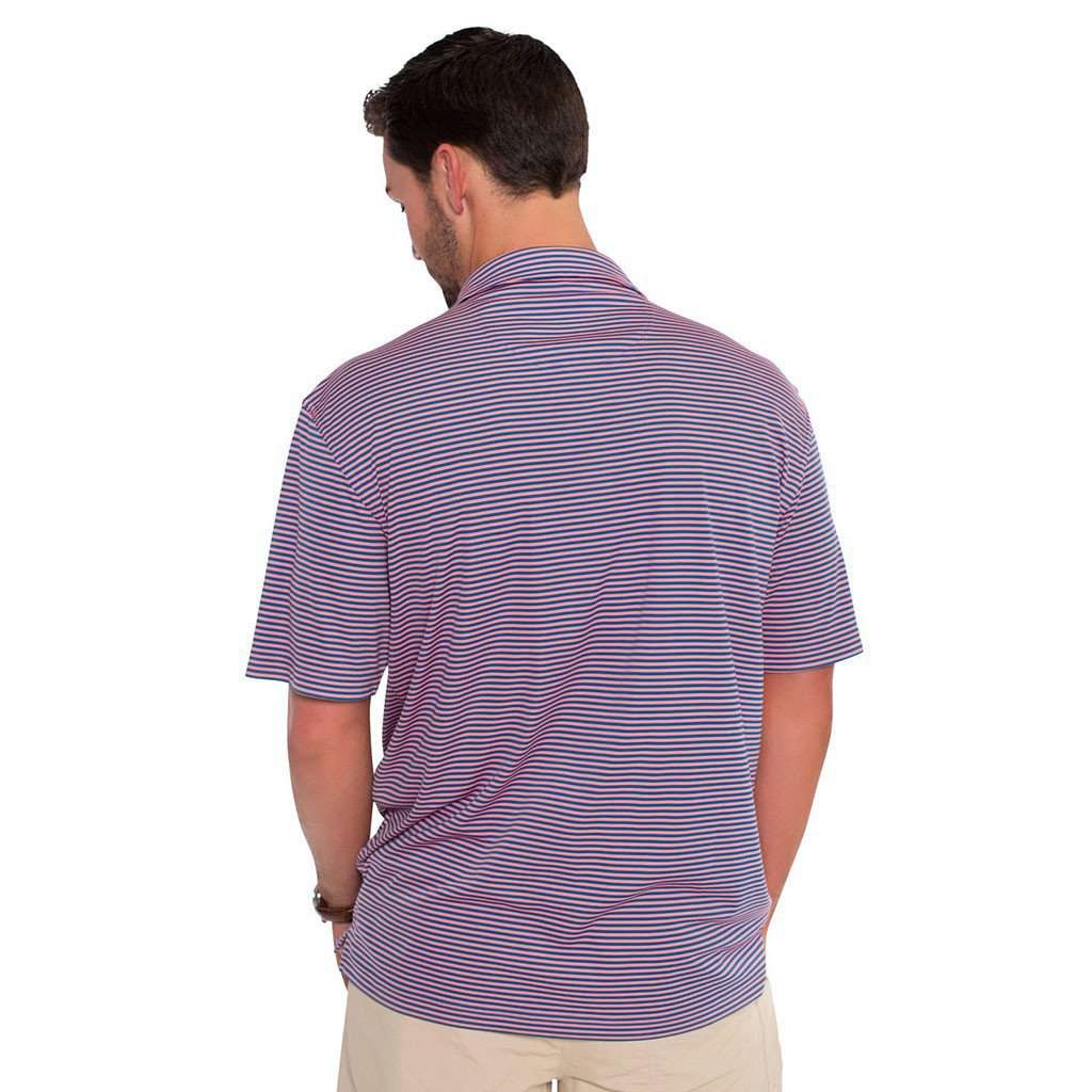 Shearwater Stripe Performance Polo in Blue Strawberry by The Southern Shirt Co. - Country Club Prep