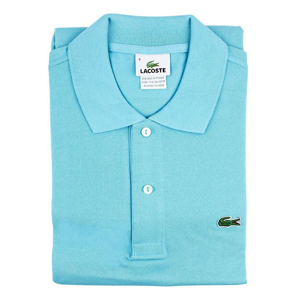 Short Sleeve Classic Pique Polo in Aqua Blue by Lacoste - Country Club Prep