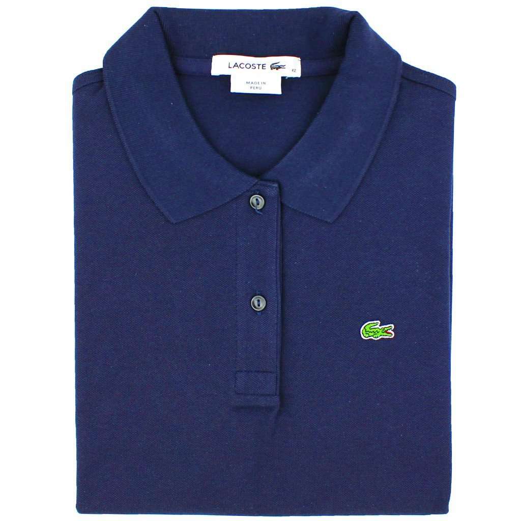 Short Sleeve Classic Pique Polo in Navy by Lacoste - Country Club Prep
