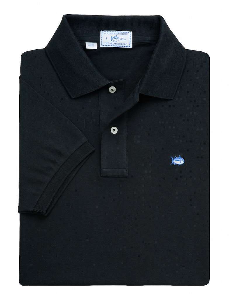 Short Sleeve Classic Skipjack Polo in Black by Southern Tide - Country Club Prep